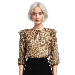 Alice + Olivia Sissy Leopard Print Ruffle Blouse